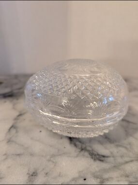 Vintage 1977 Avon Fostoria Crystal Egg Trinket Dish | Clear Pressed Glass Decor